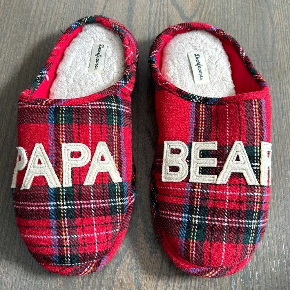 Papa Bear Buffalo Check Clog Slipper - 9-10
